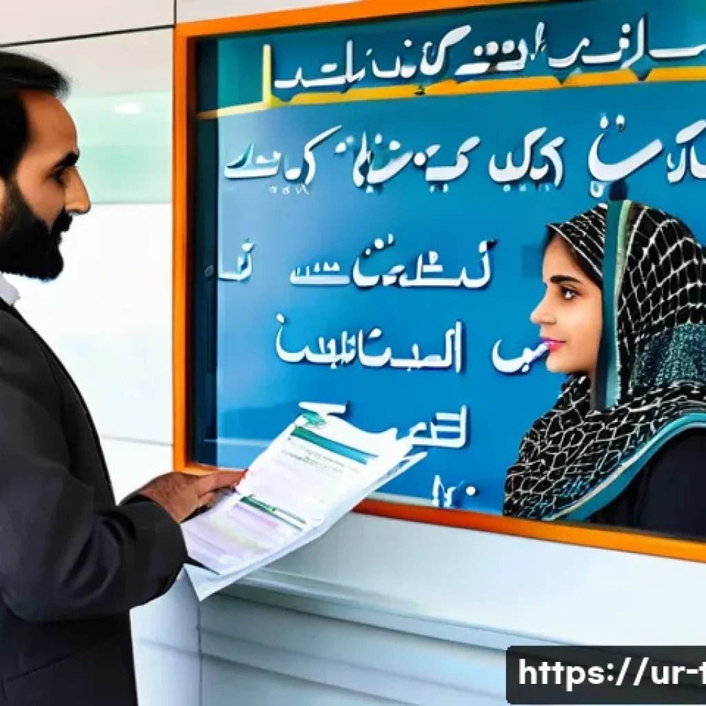 세금 환급 계좌 등록 방법 - A modern Pakistani bank branch interior scene showing a customer carefully verifying bank account de...